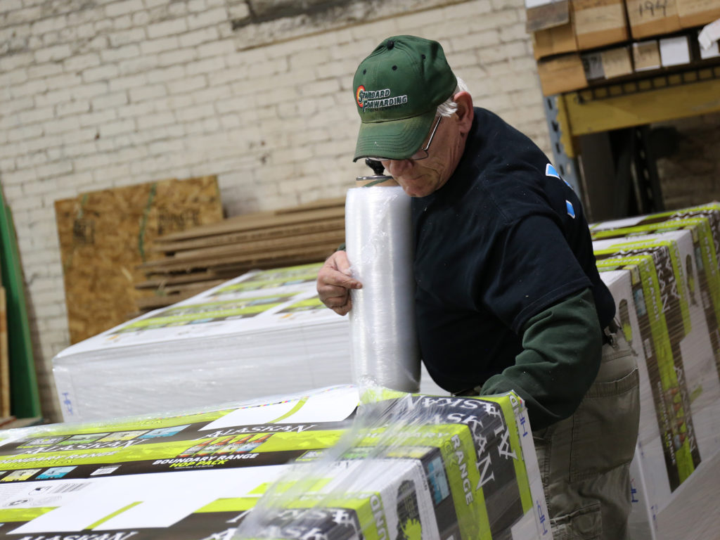 plastic wrapping a pallet for shipment